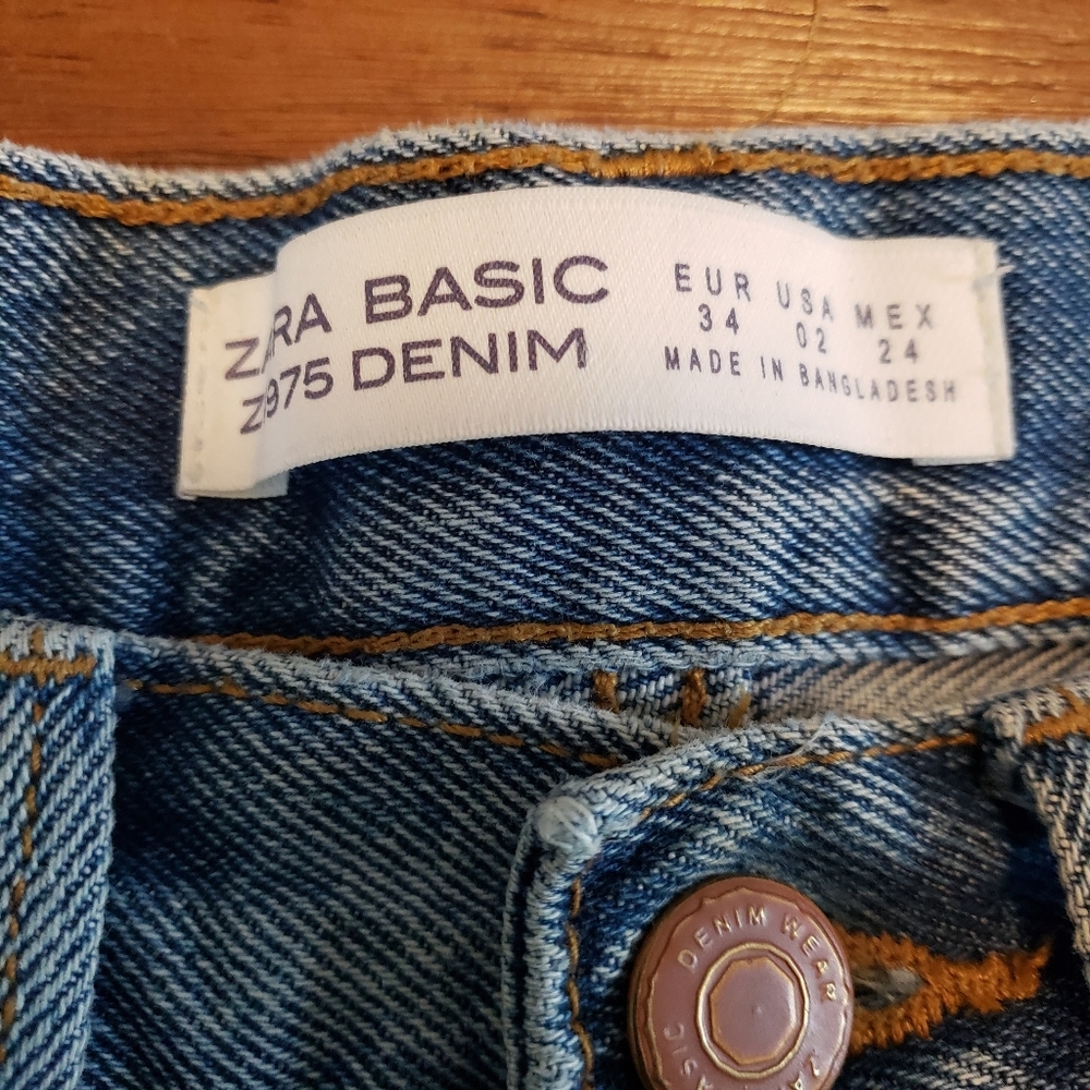 Zara 1975 Womens Bohemian Festival Button‎ Fly High Rise Denim Jean Shorts Sz 2 - Picture 7 of 10